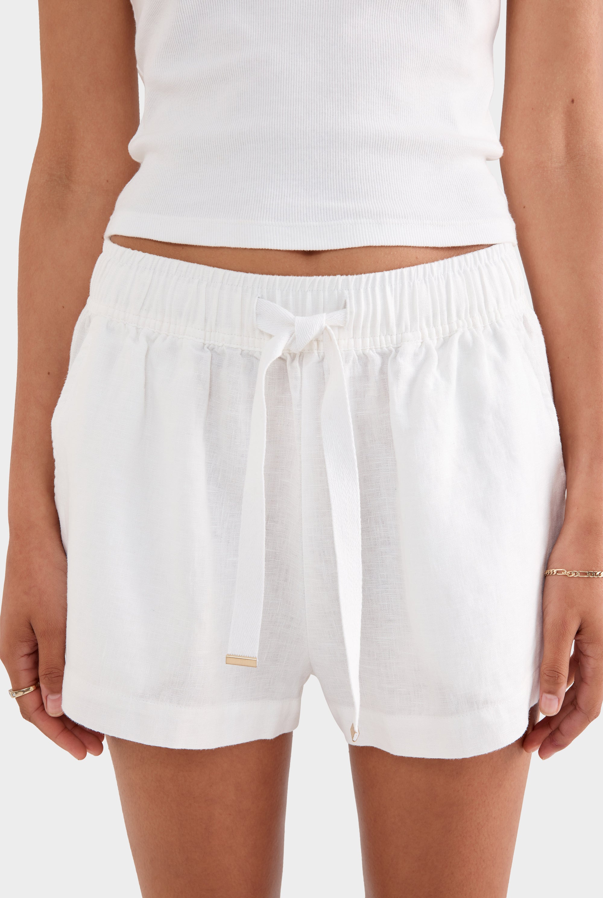 High Waisted Lounge Short - White