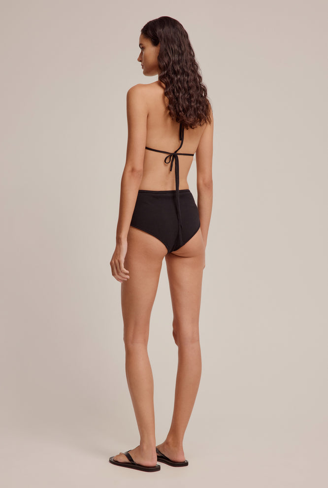 Knitted High Waisted Brief - Black