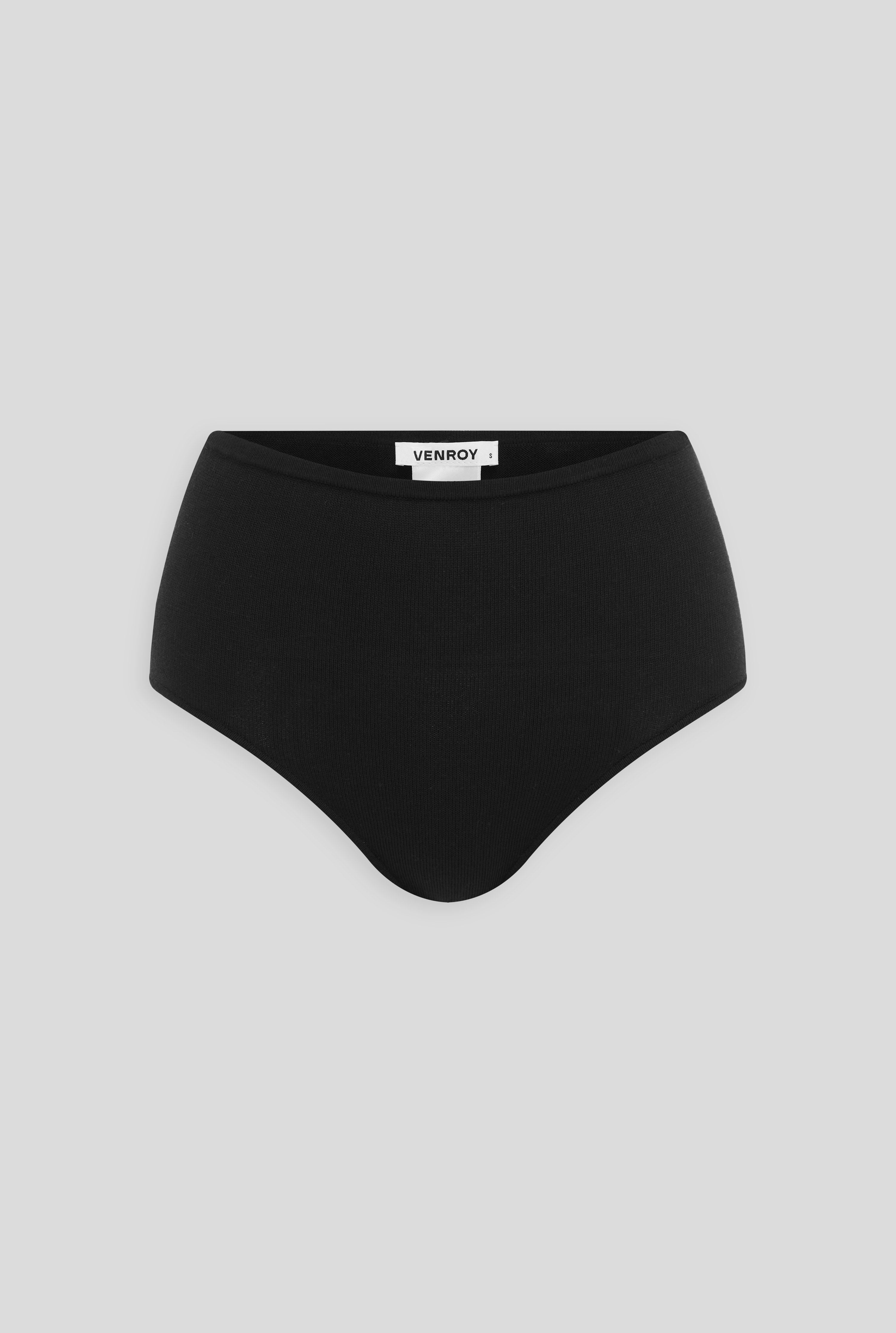 Knitted High Waisted Brief - Black