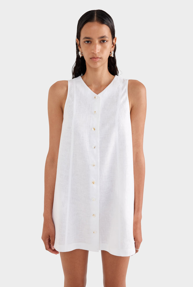 Linen A-Line Dress - Off White