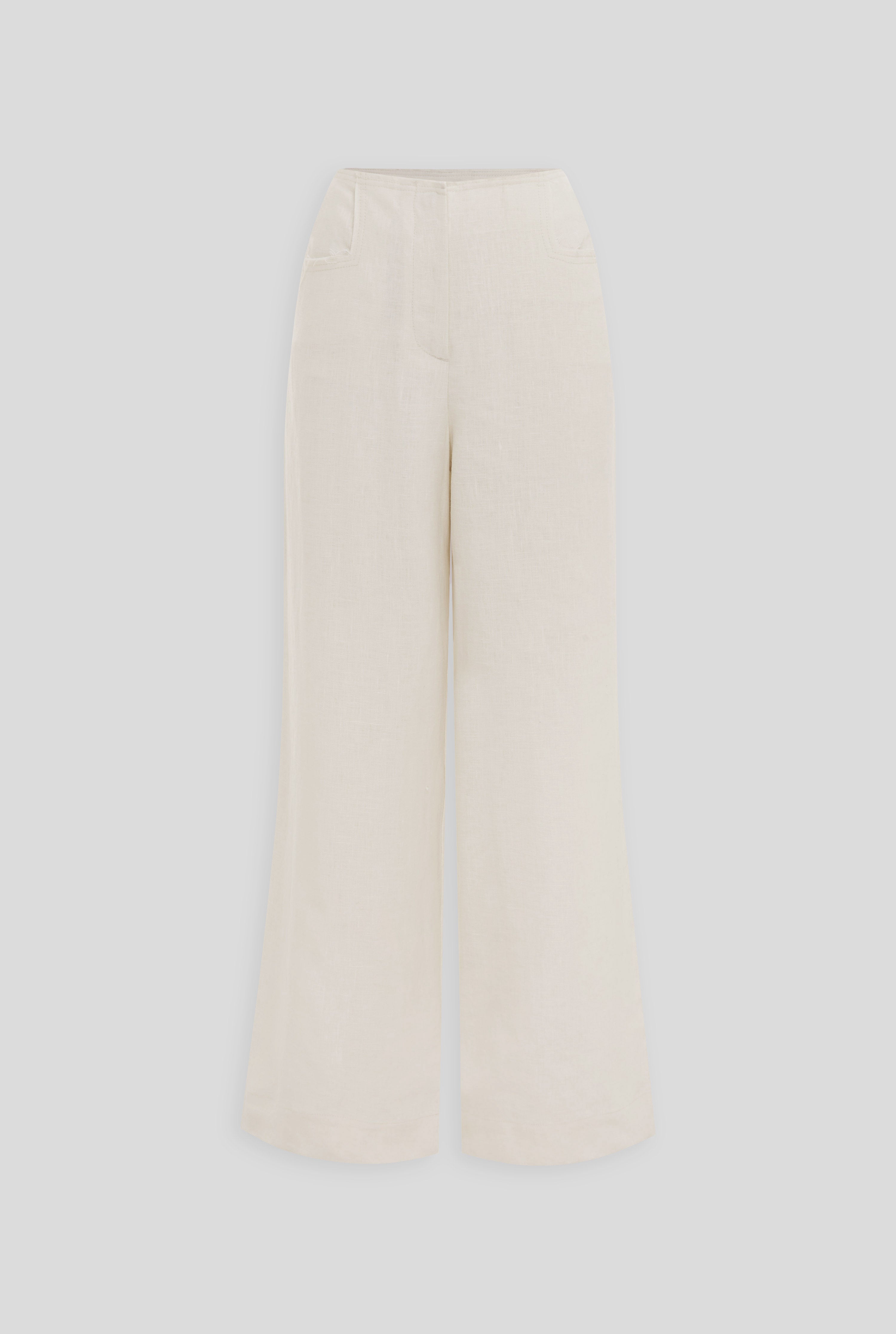 Linen Frayed Detail Trouser - Cream