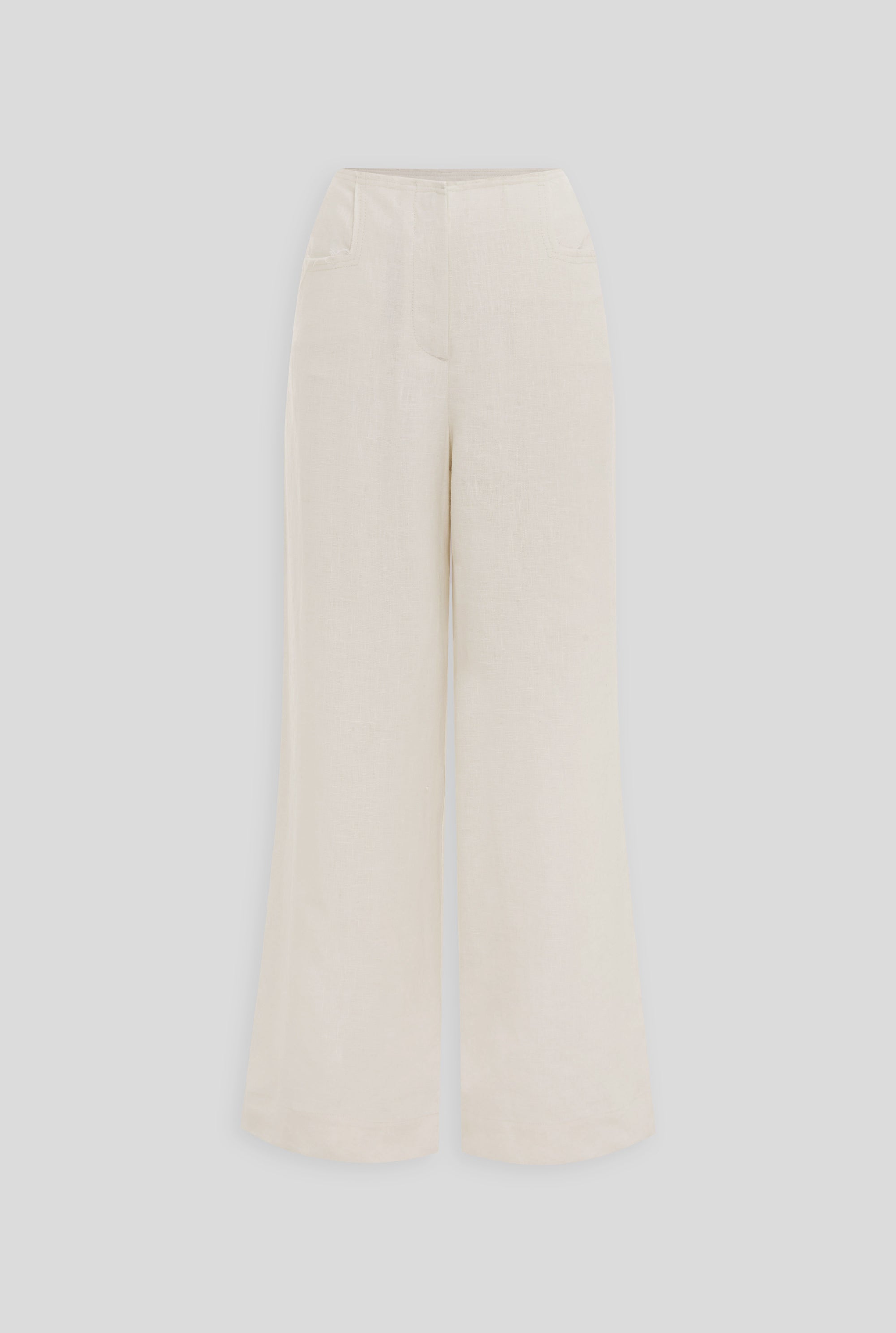 Linen Frayed Detail Trouser - Cream