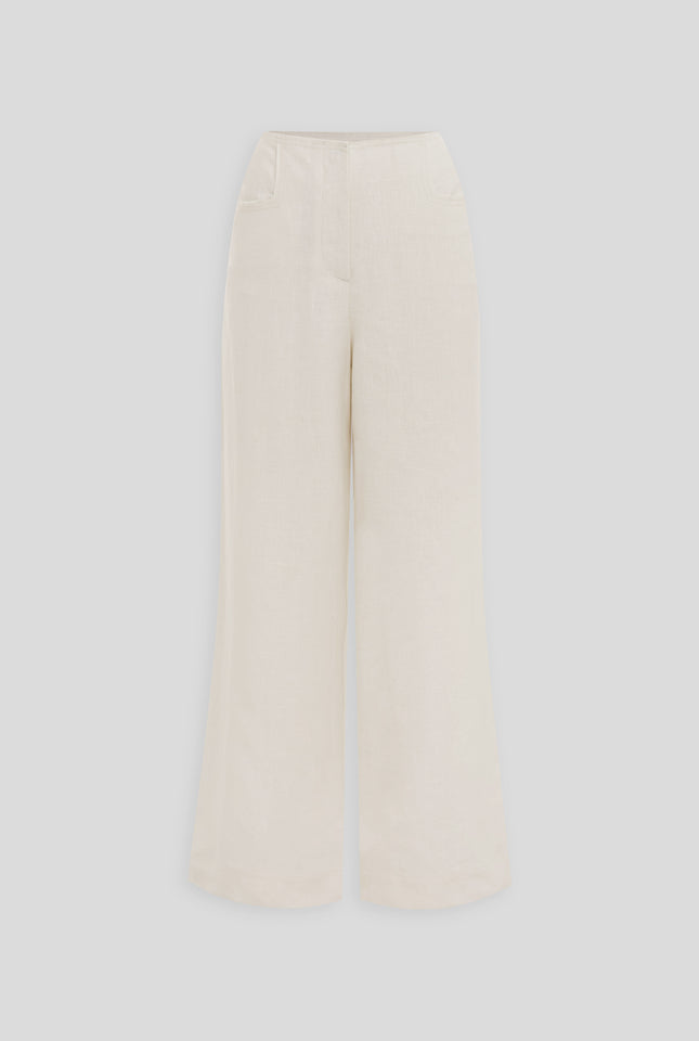 Linen Frayed Detail Trouser - Cream