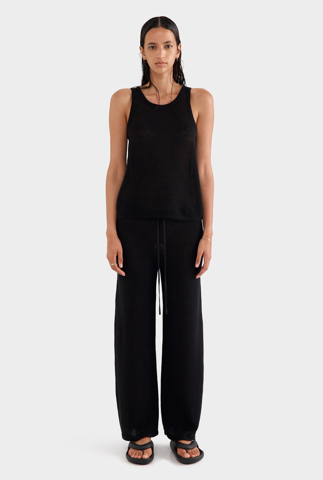 Linen Knitted Pant - Black