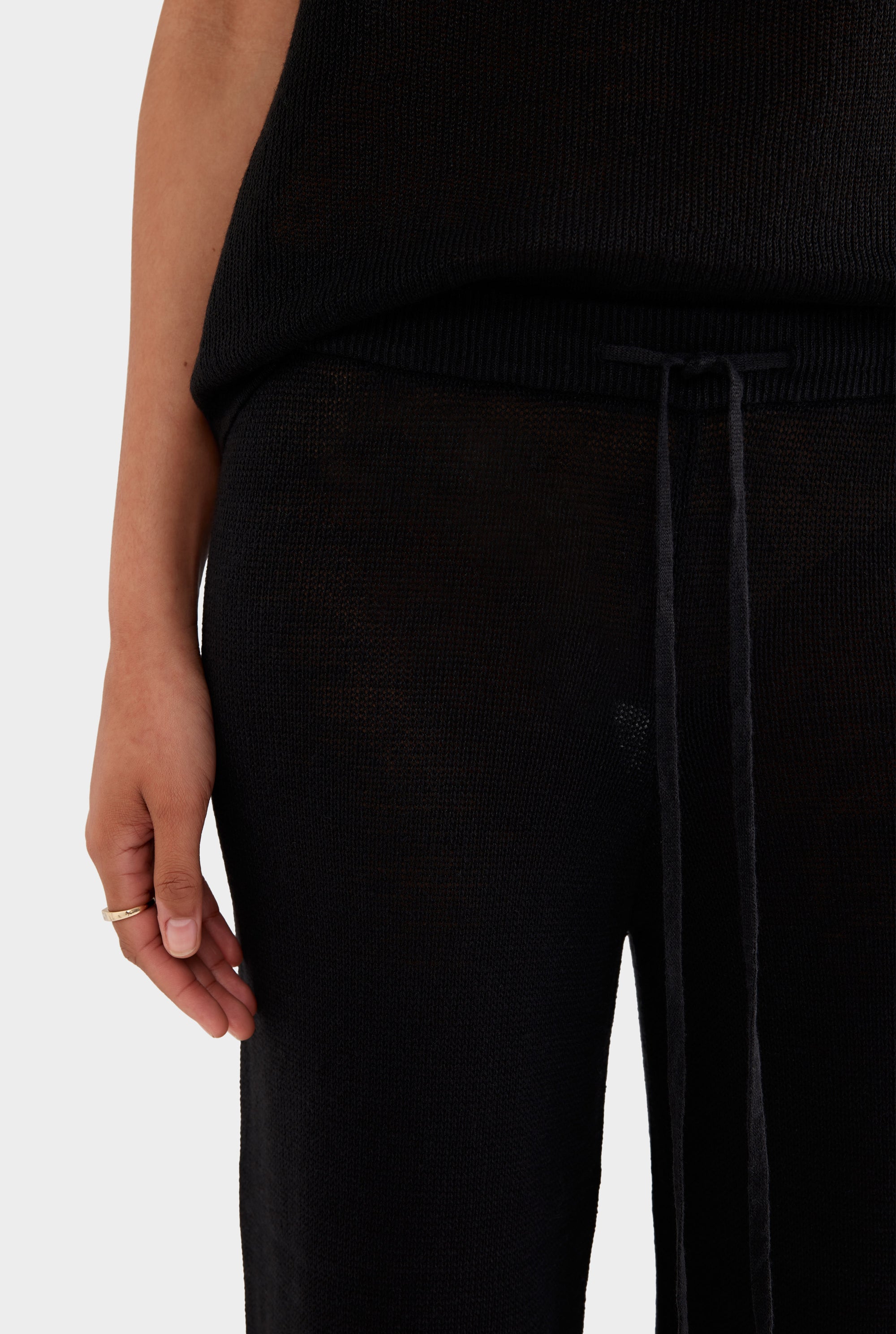 Linen Knitted Pant - Black