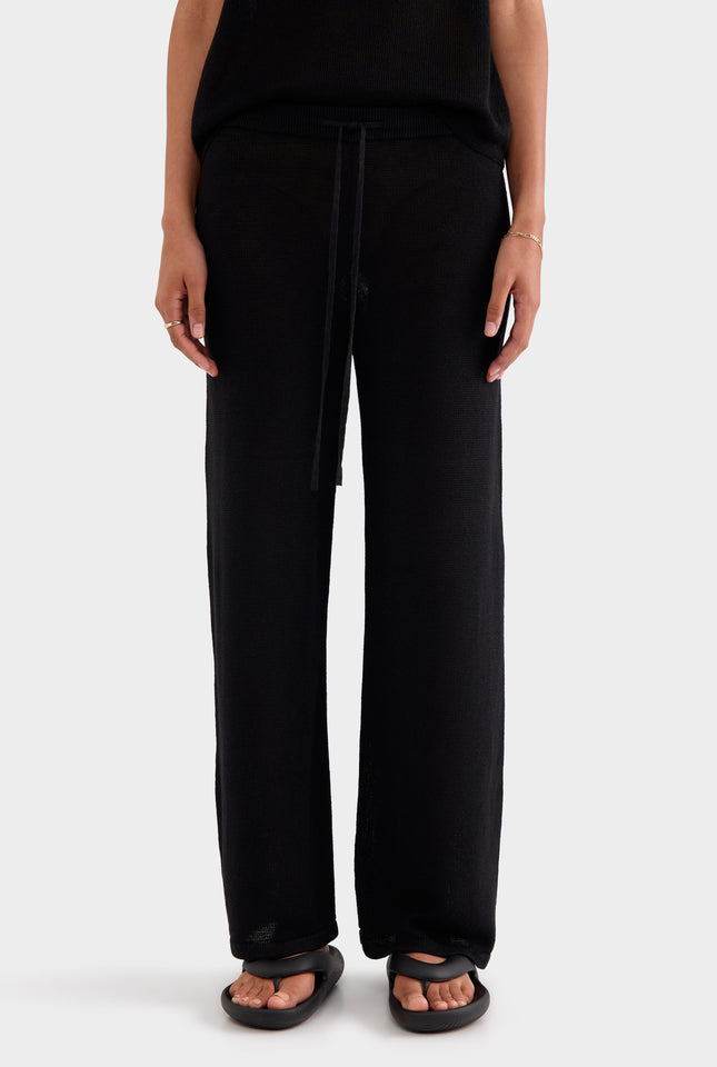 Linen Knitted Pant - Black