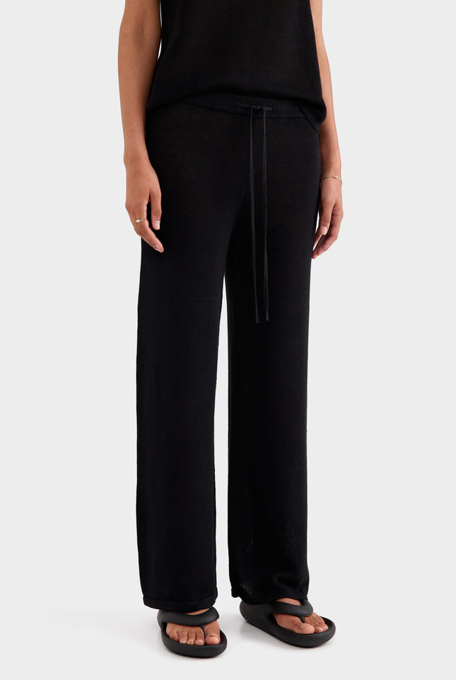 Linen Knitted Pant - Black