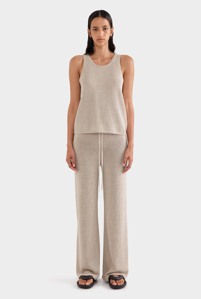 Linen Knitted Tank - Taupe