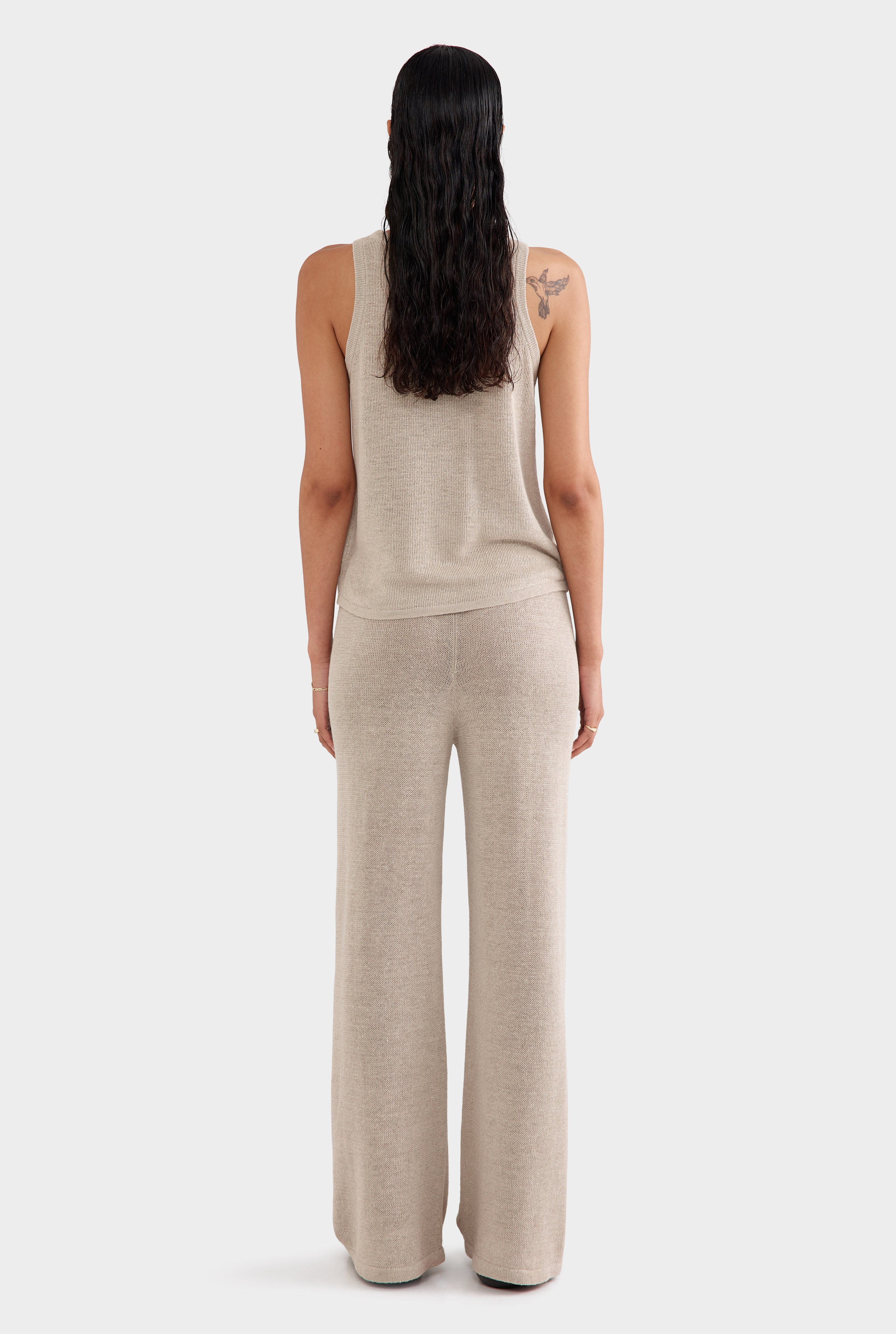Linen Knitted Pant - Taupe