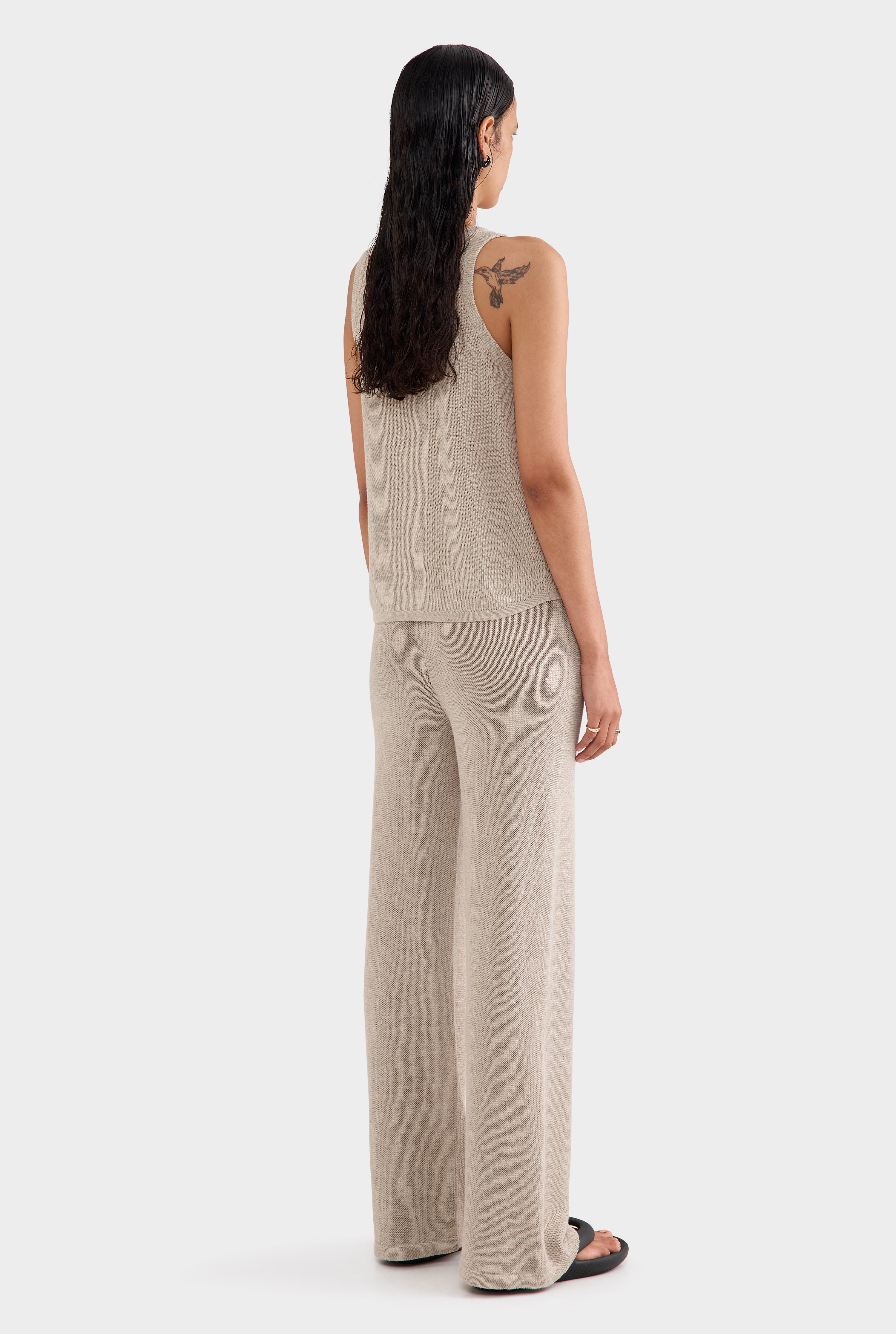 Linen Knitted Pant - Taupe