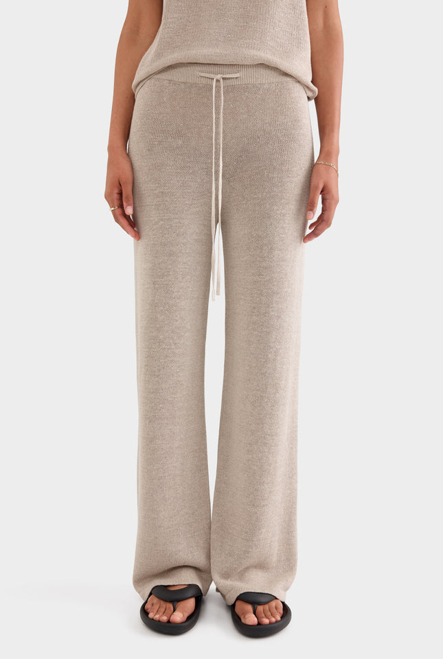 Linen Knitted Pant - Taupe