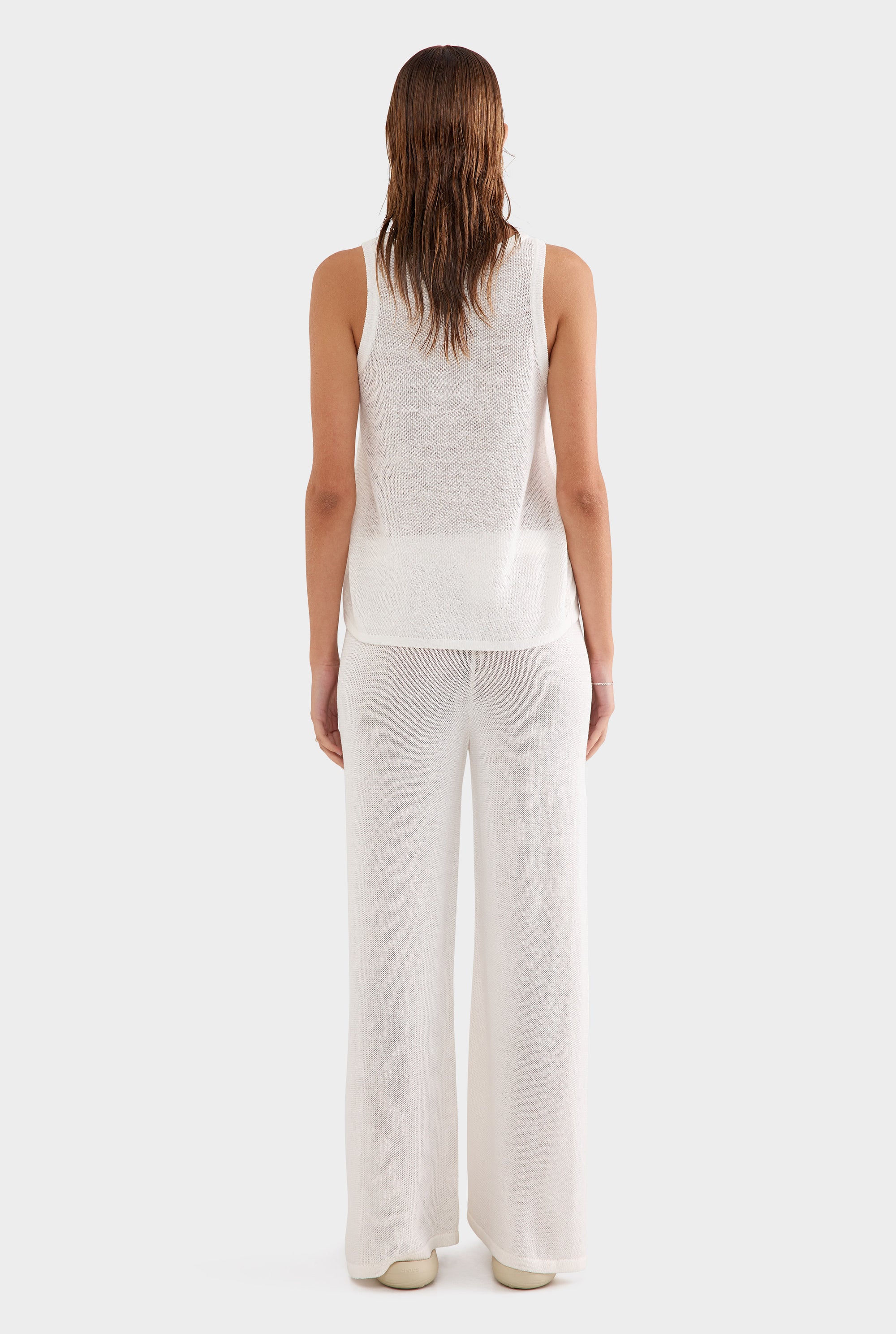 Linen Knitted Pant - White