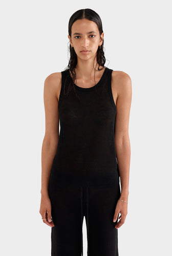 Linen Knitted Tank - Black