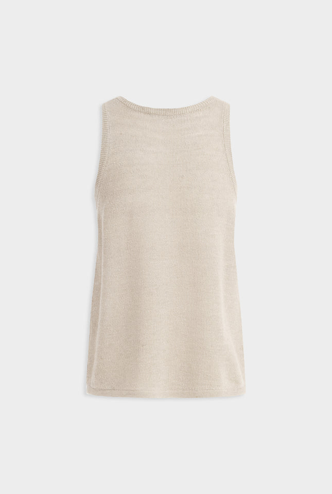 Linen Knitted Tank - Taupe