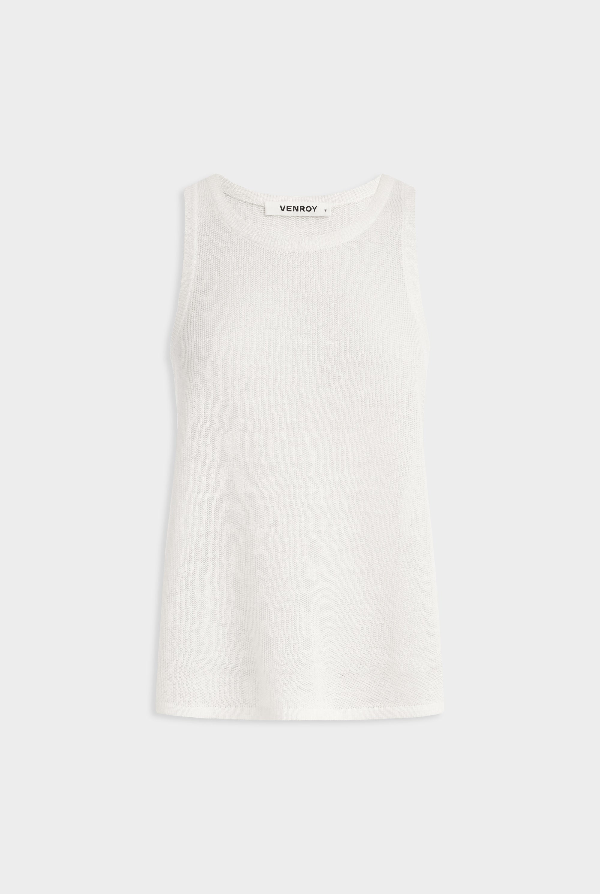 Linen Knitted Tank - White