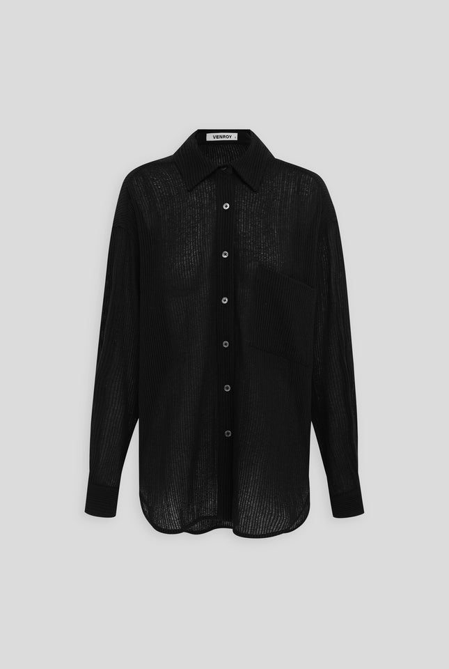 Oversized Open Weave Shirt - Black