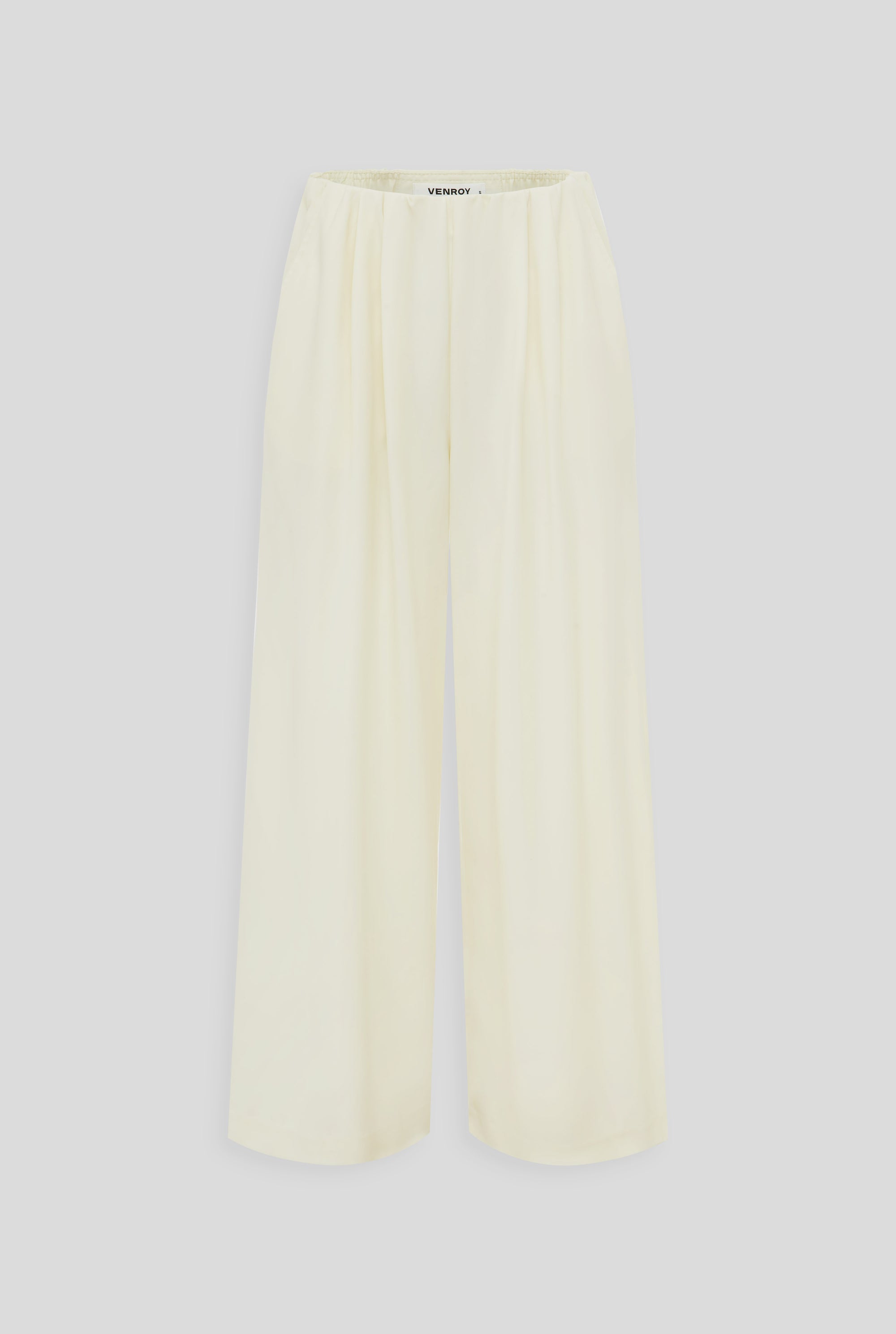 Relaxed Wool Wide Leg Trouser - Cream