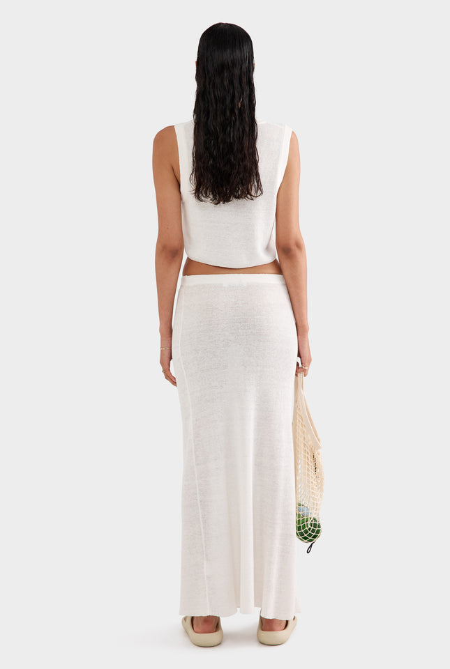 Rib Knitted Cropped Tank - Off White