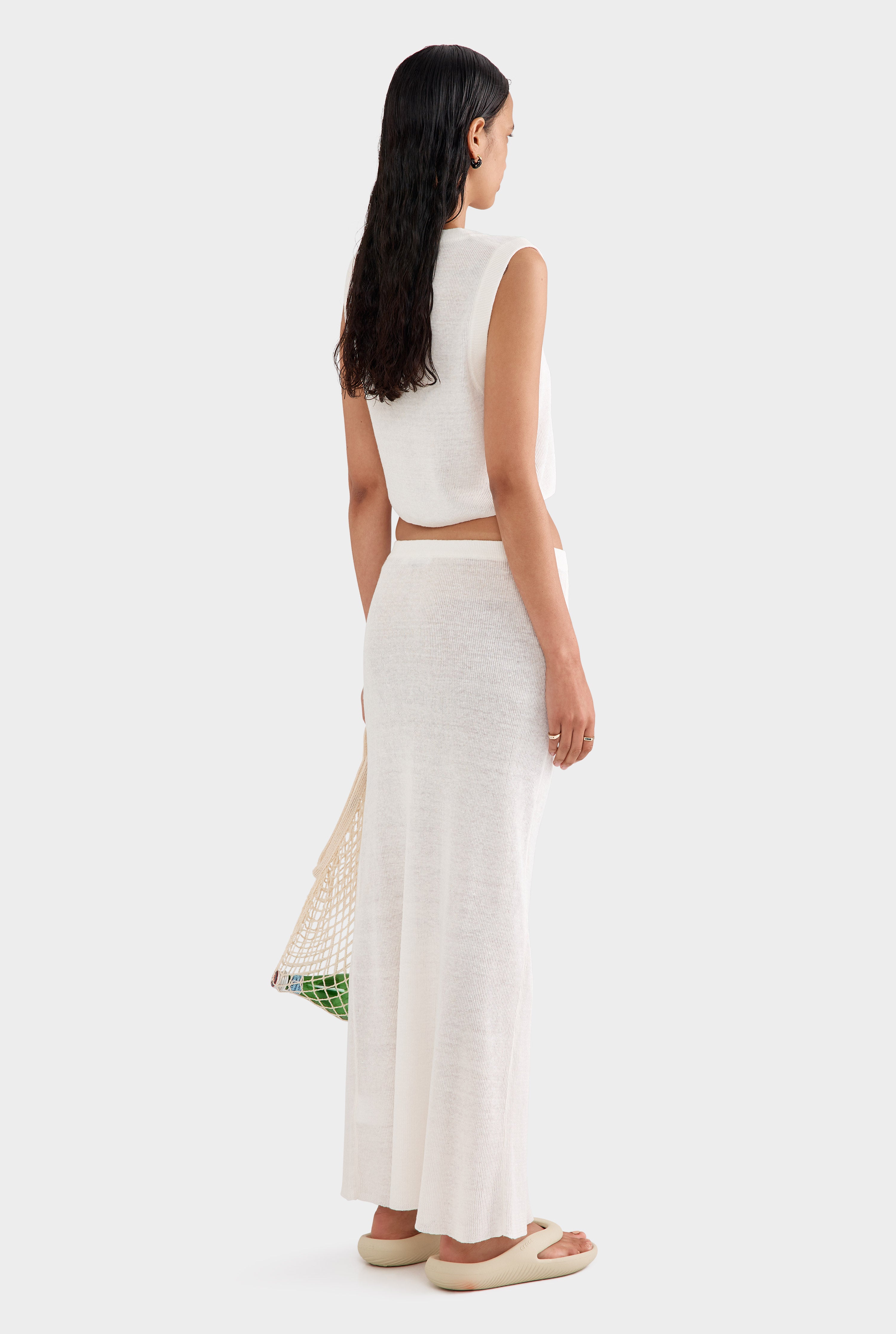 Rib Knitted Skirt - Off White