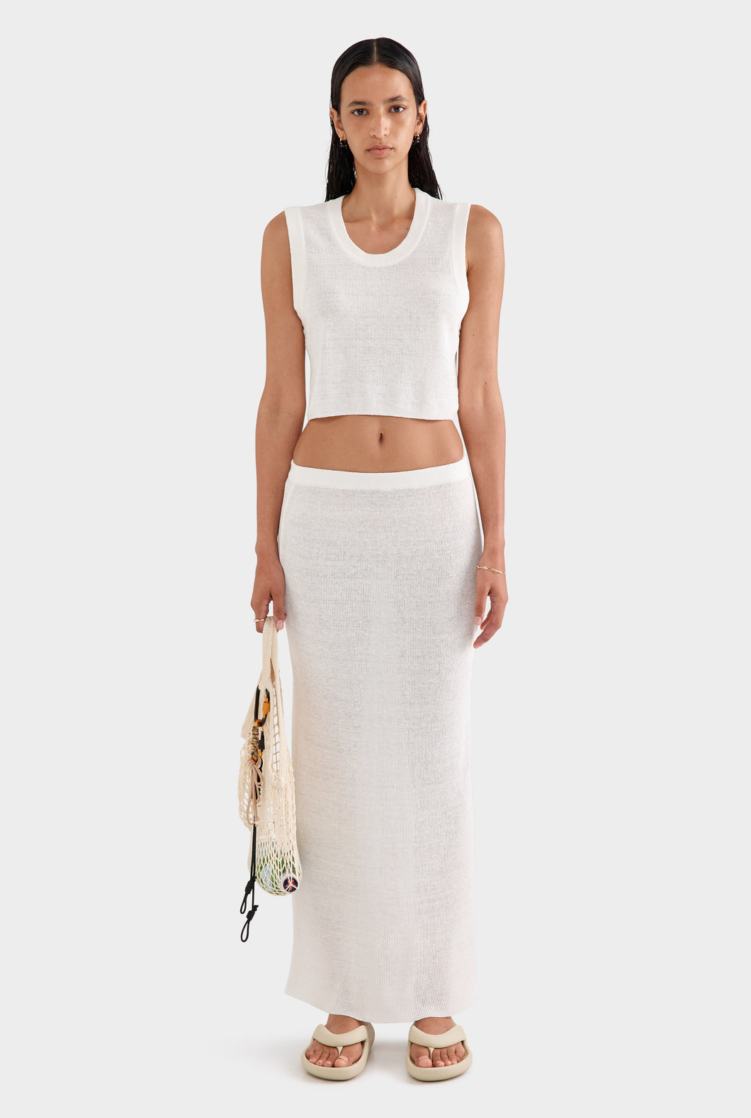 Rib Knitted Skirt - Off White