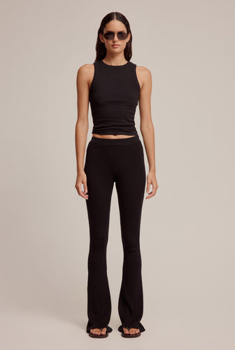 Rib Knitted Pant - Black