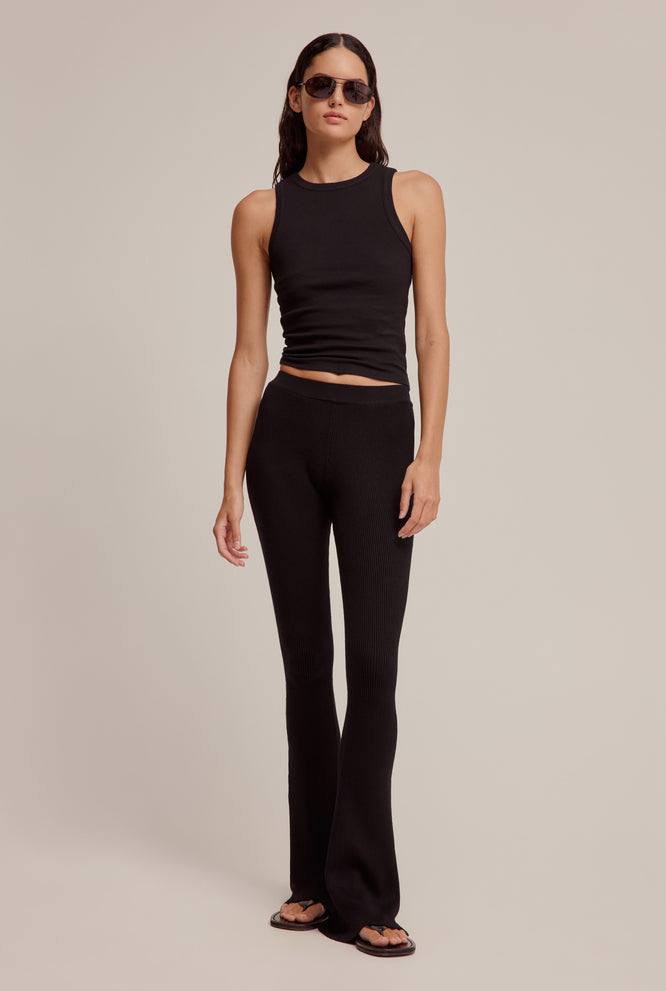 Rib Knitted Pant - Black