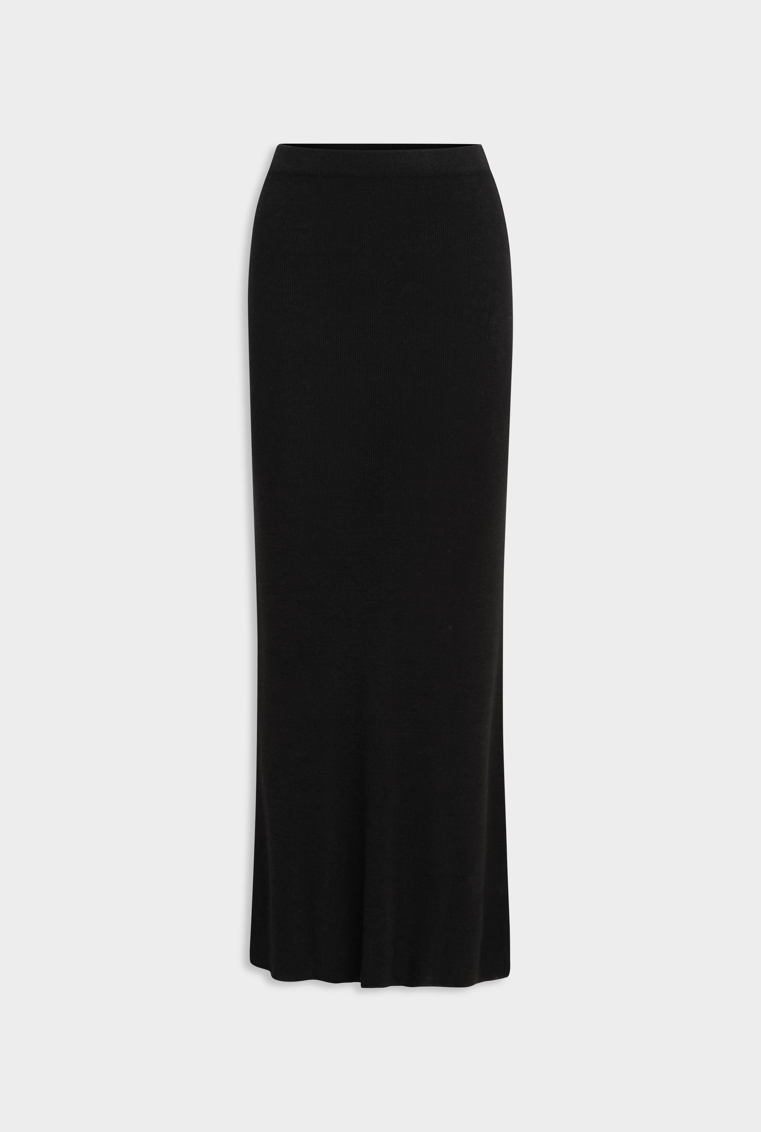 Rib Knitted Skirt - Black