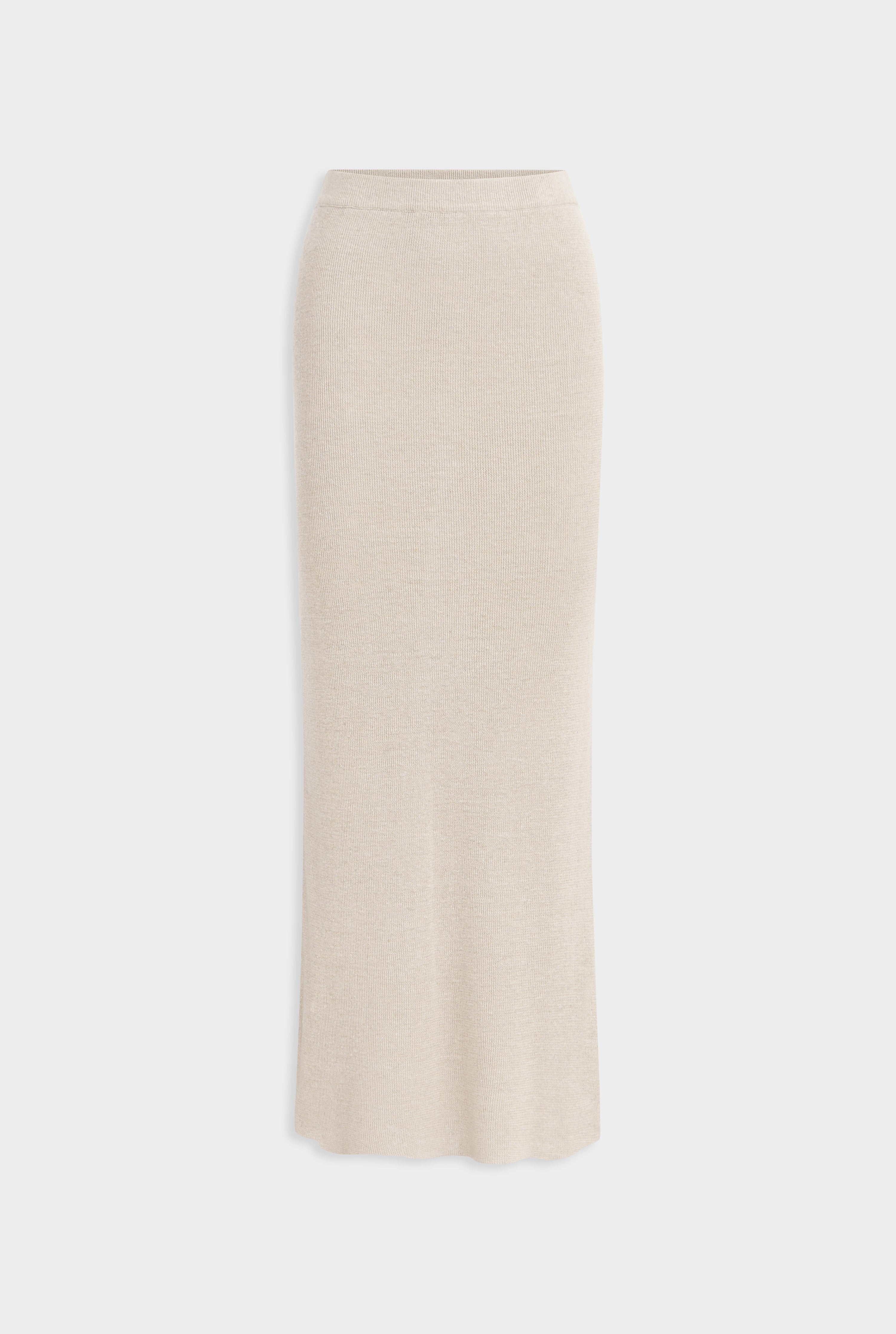 Rib Knitted Skirt - Taupe