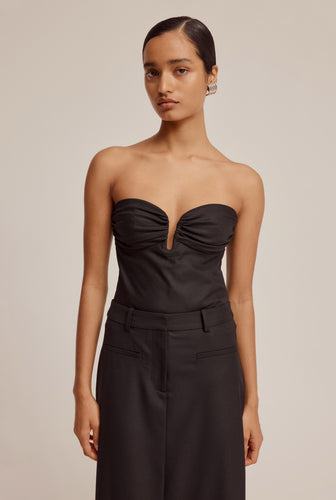 Ruched Strapless Bodice - Black