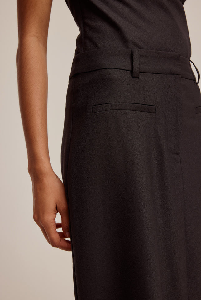 Tailored Wool Maxi Skirt - Black