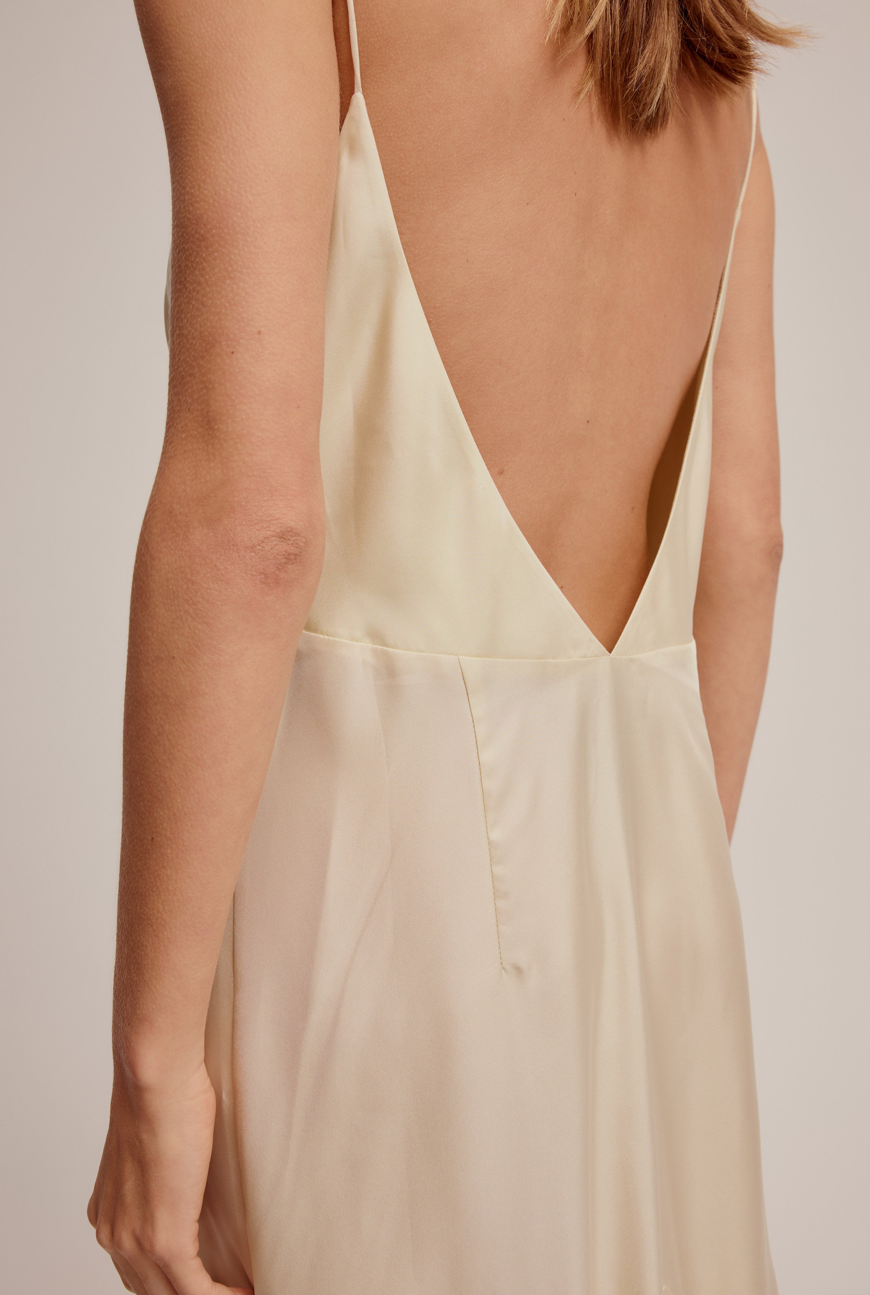 Silk Twill Panelled Slip Dress - Antique White