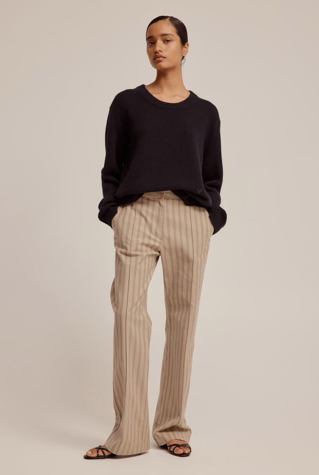 Straight Leg Striped Trouser - Brown Stripe