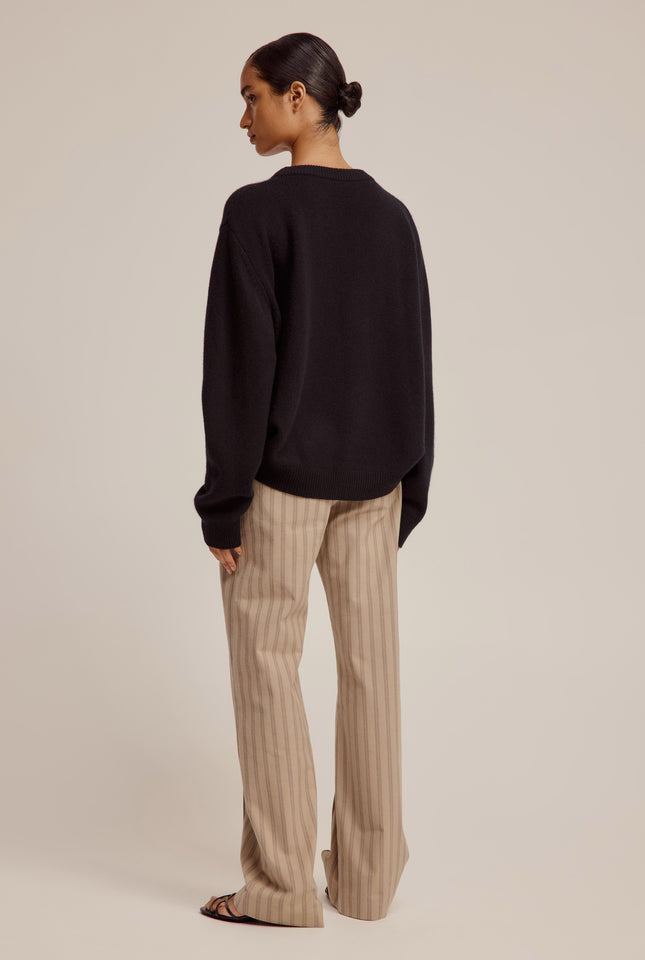 Straight Leg Striped Trouser - Brown Stripe