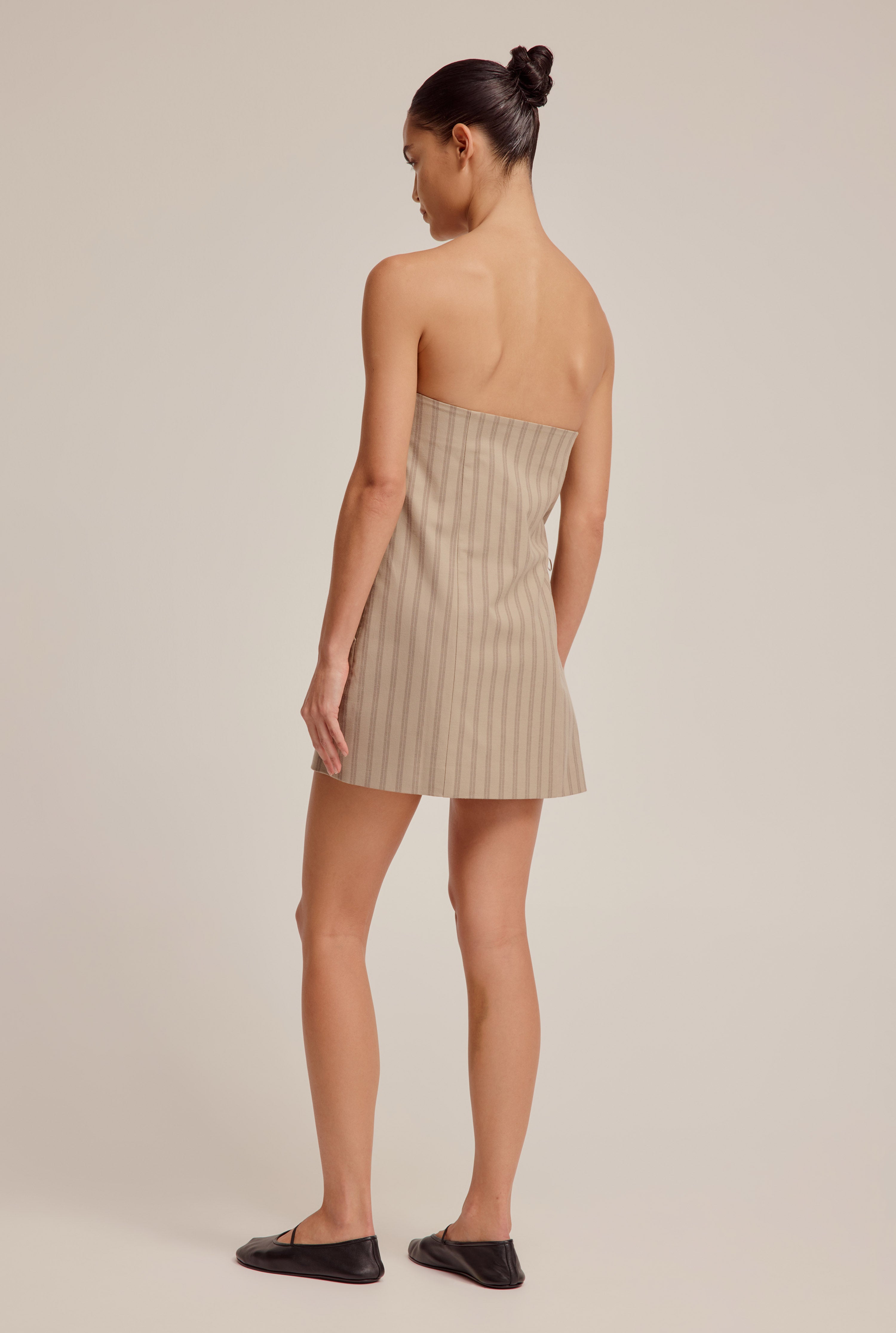 Strapless Mini Dress - Brown Stripe