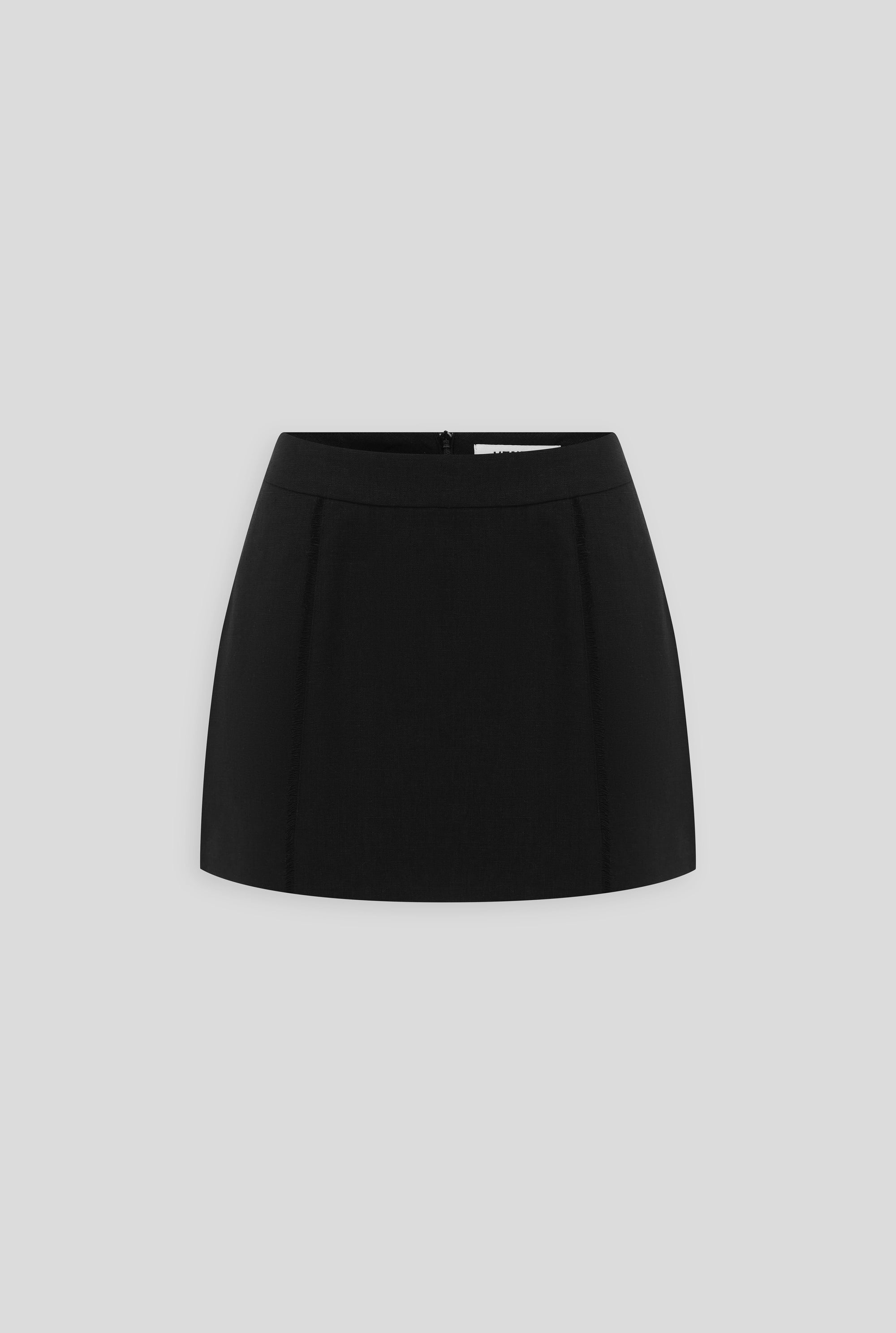 Tailored Linen Mini Skirt - Black