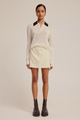 Tailored Wool Mini Skirt - Cream