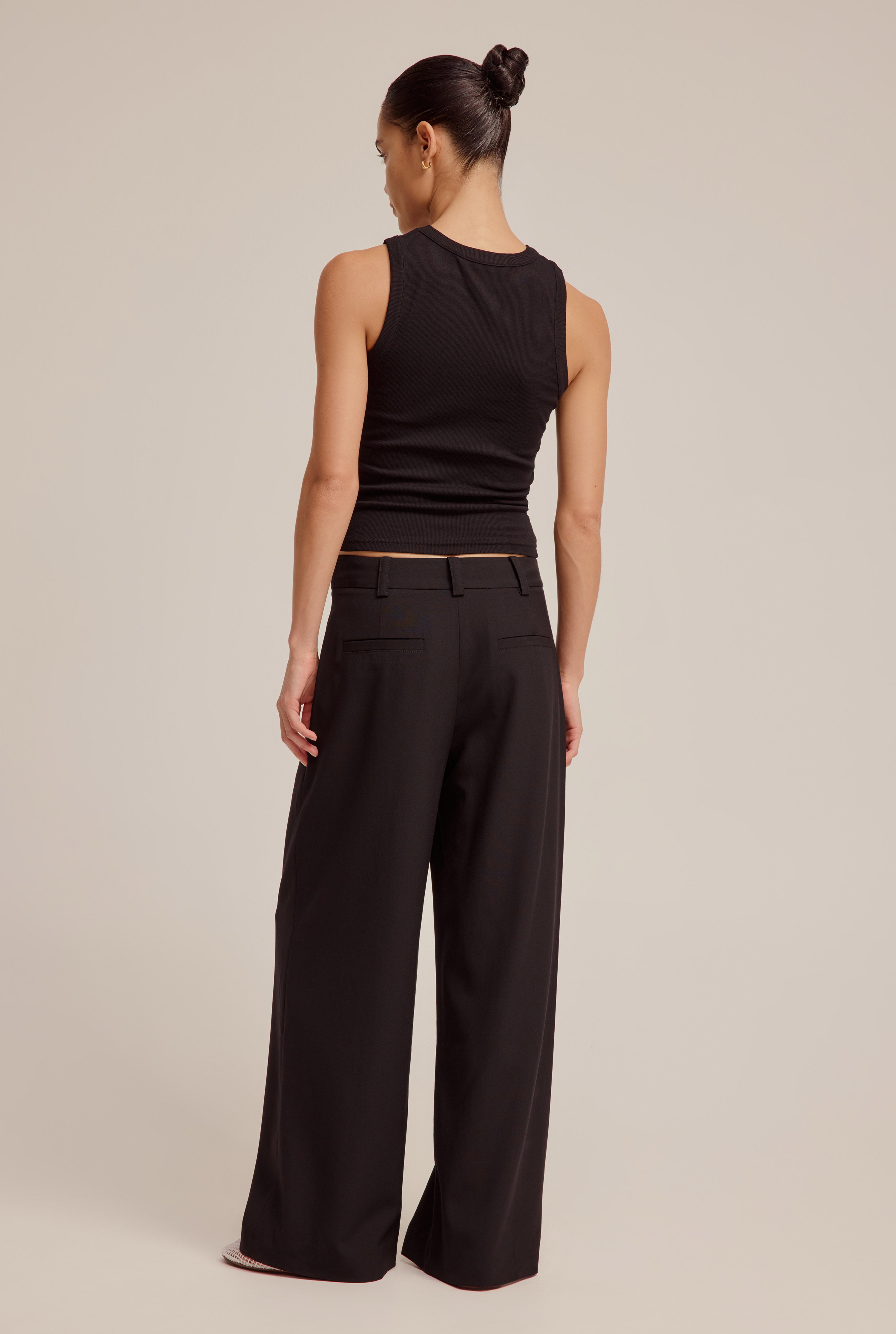 Tailored Wool Straight Leg Pant - Black