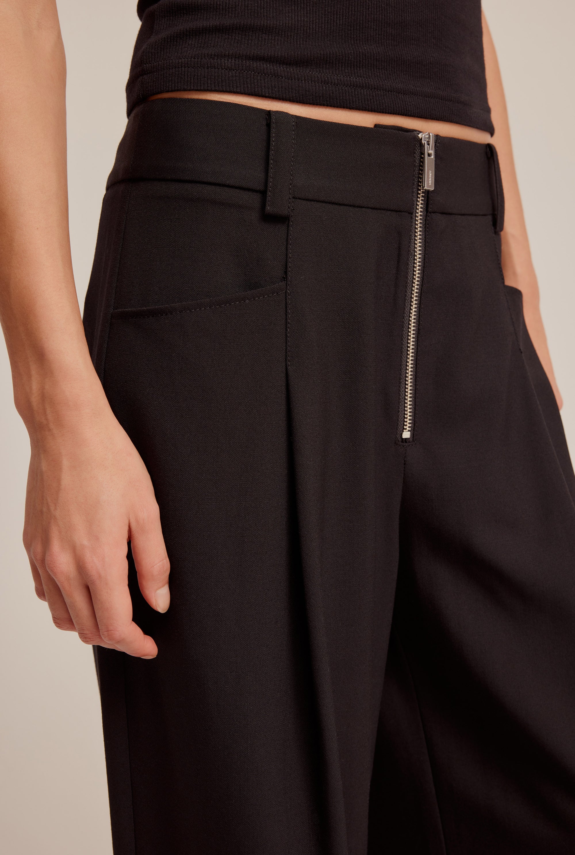 Tailored Wool Straight Leg Pant - Black