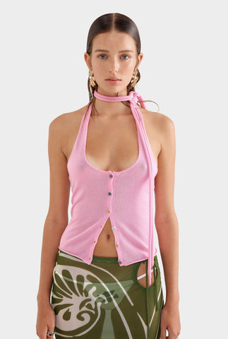 Tencel Scarf Halter Top - Pink Lemonade