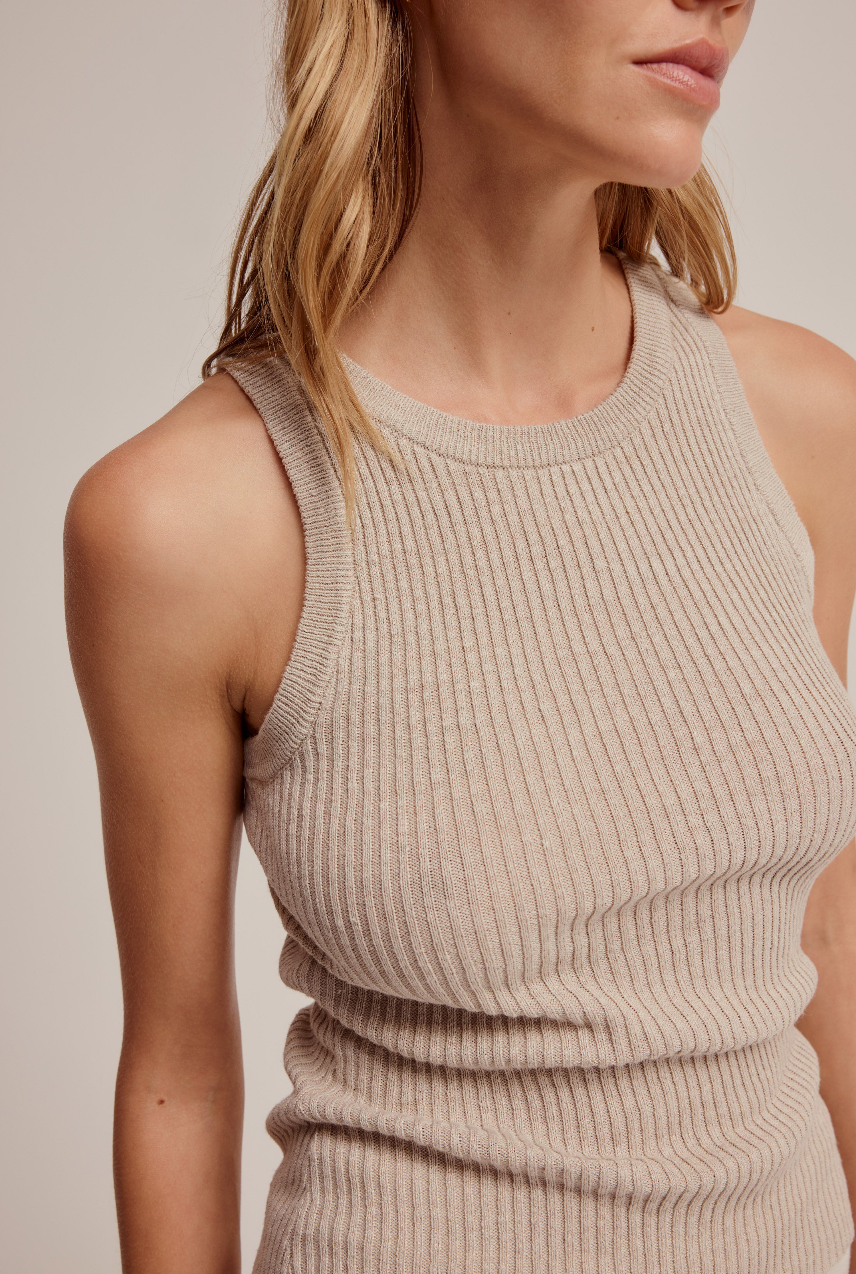 Fitted Rib Tank - Taupe
