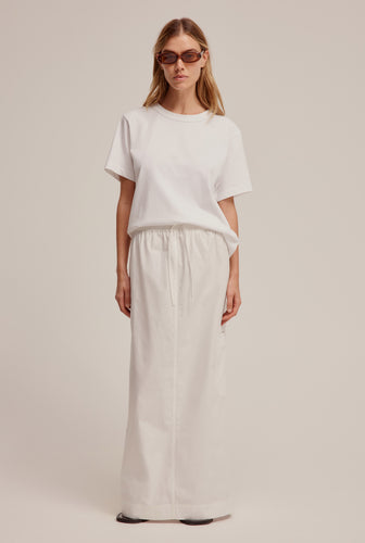 Cotton Column Skirt - White