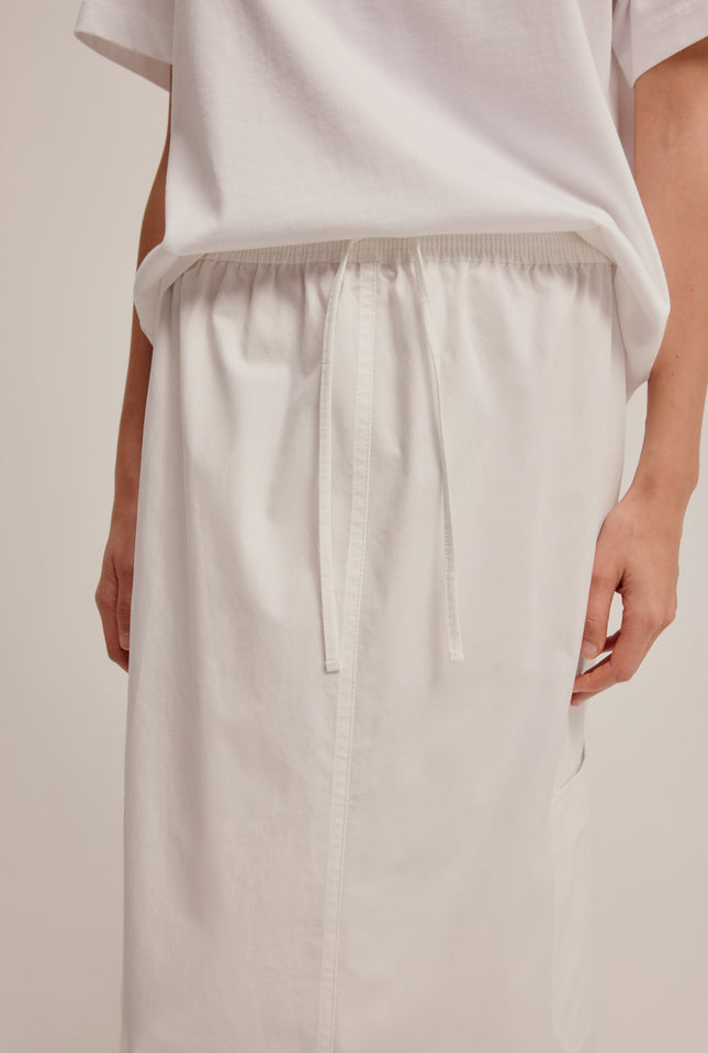 Cotton Column Skirt - White