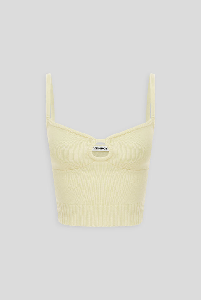 Wool Cashmere Keyhole Knit Cami - Wheat