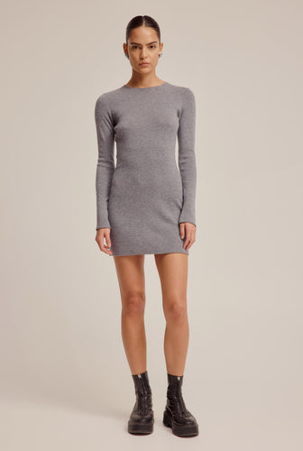 Wool Mini Dress - Grey Marl