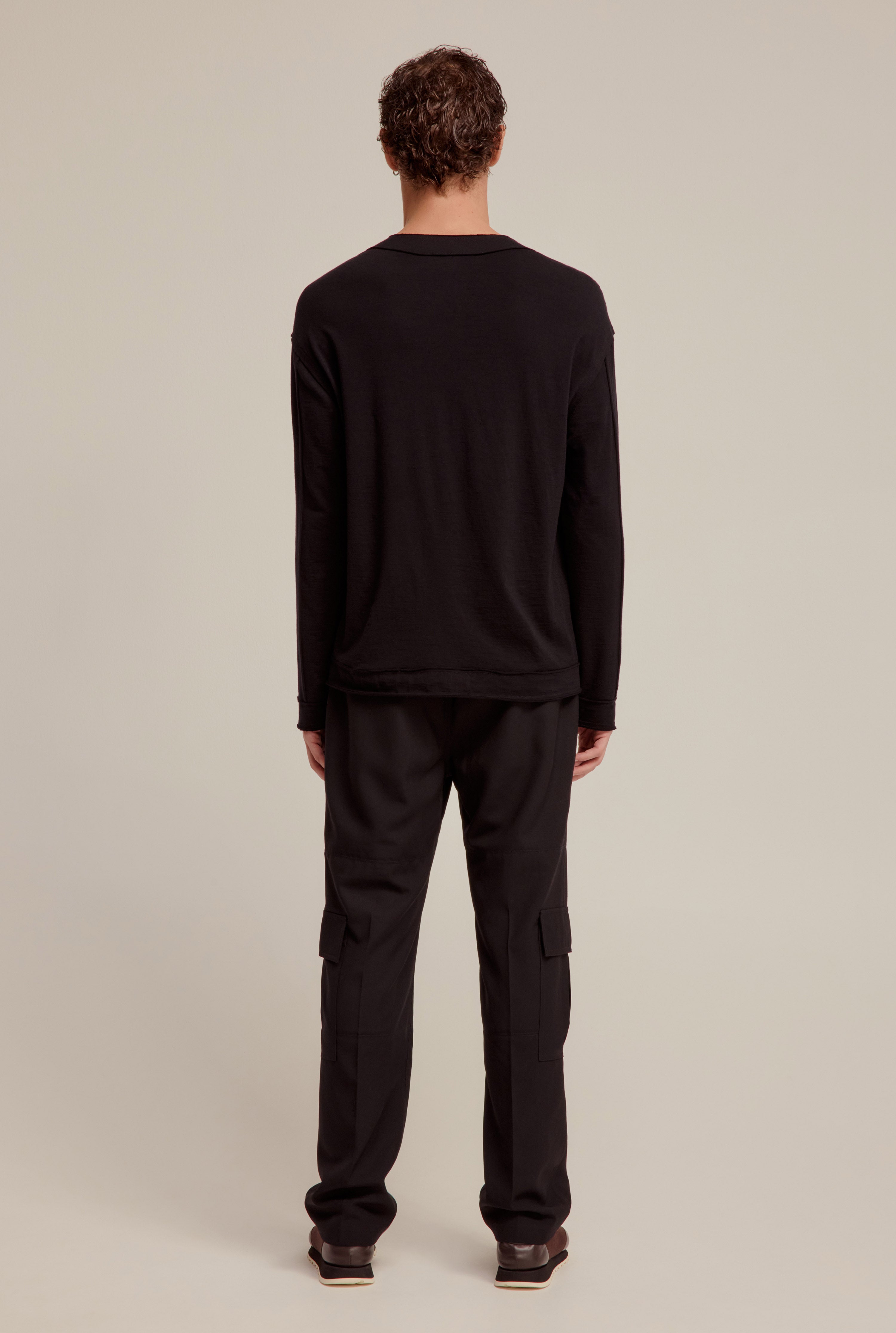 Wool Cargo Trousers - Black