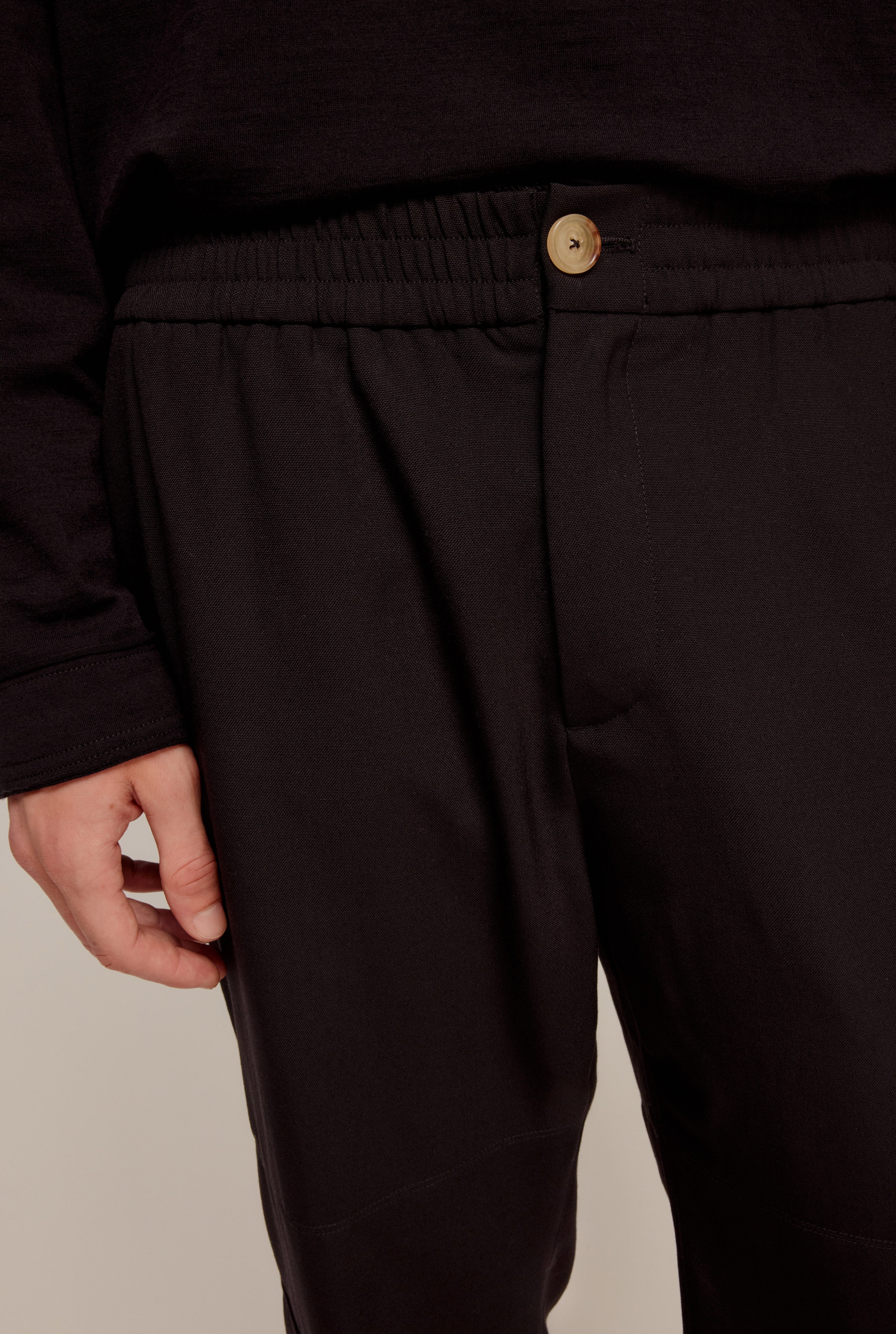 Wool Cargo Trousers - Black