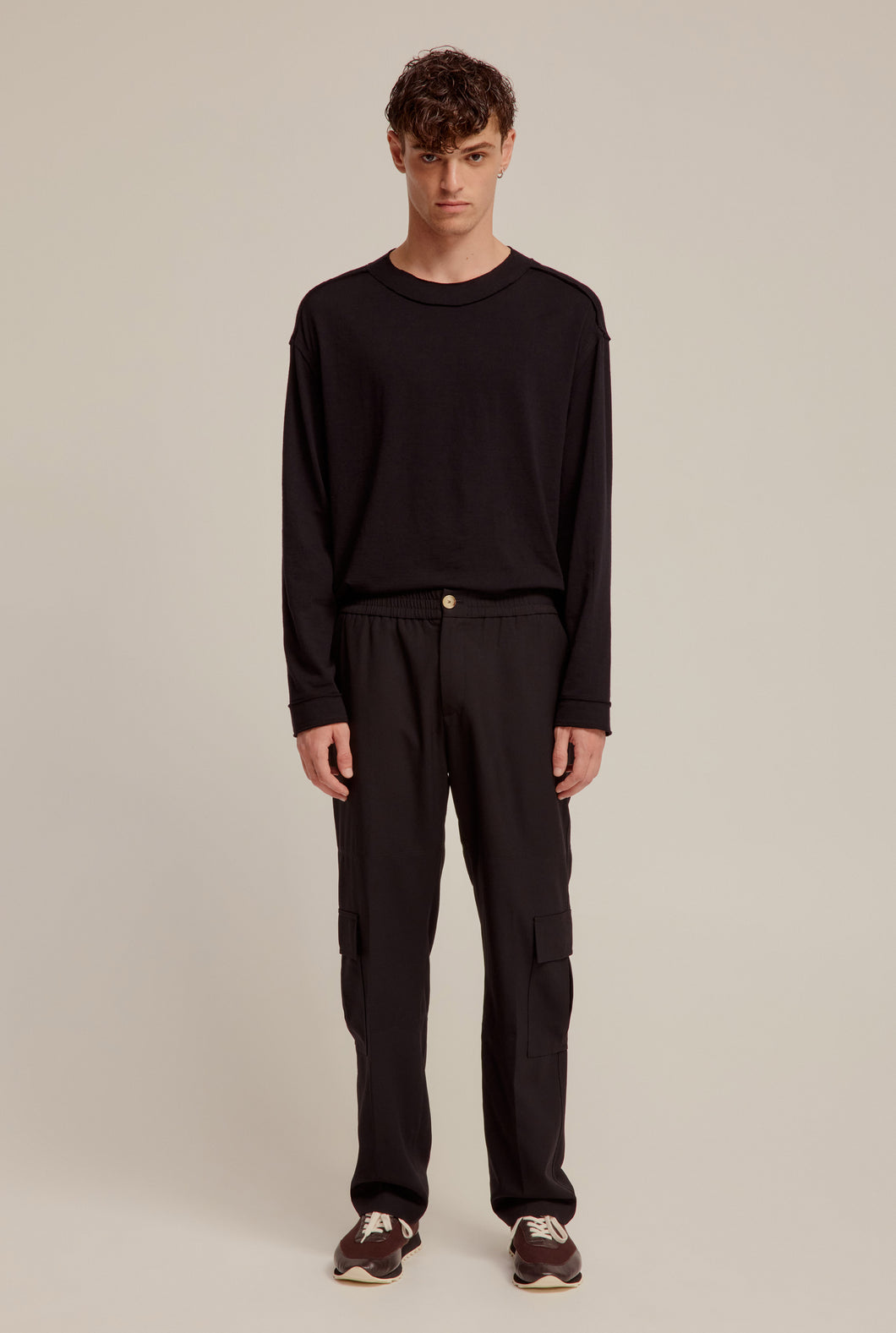 Wool Cargo Trousers - Black