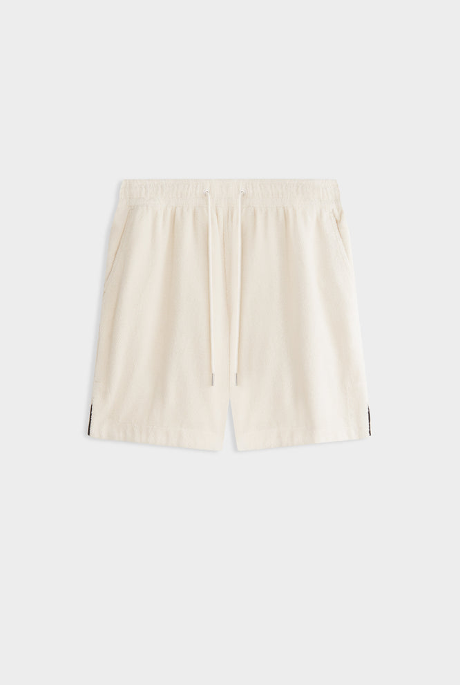 Woven Terry Hem Split Bermuda Short - Off White