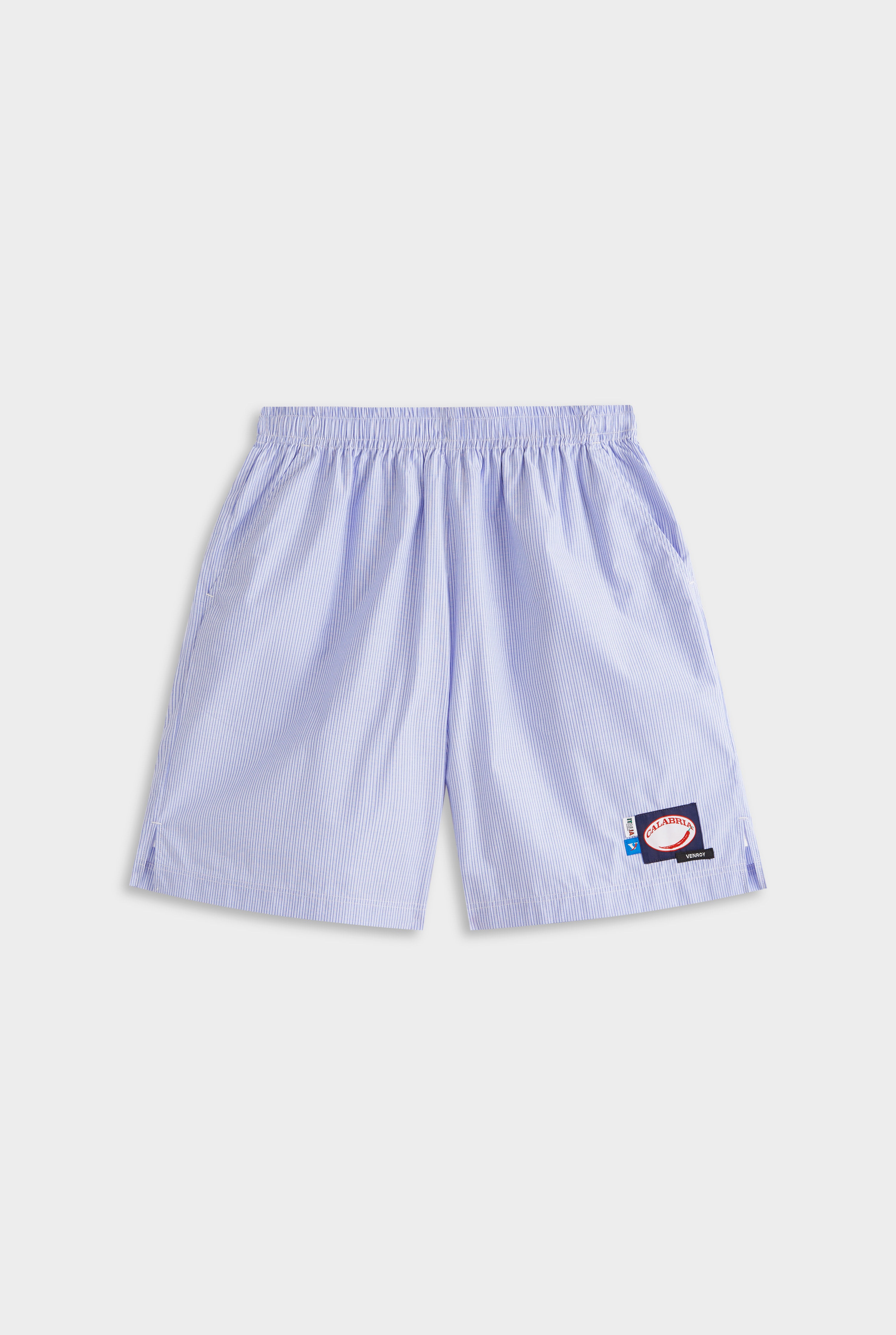 Longline Stripe Boxer Short - Blue Stripe/Multi Patch