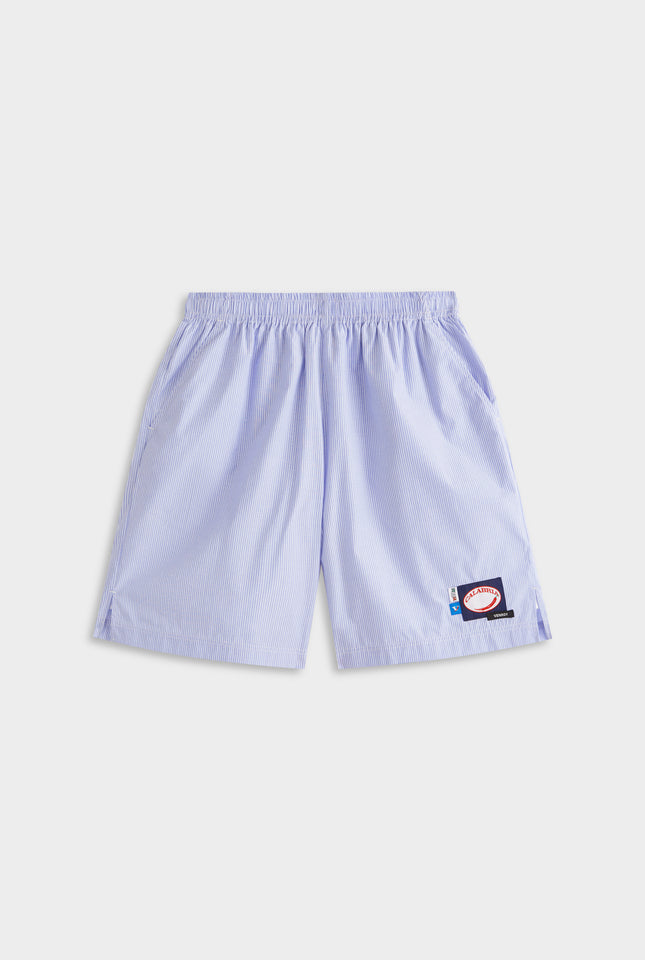 Longline Stripe Boxer Short - Blue Stripe/Multi Patch